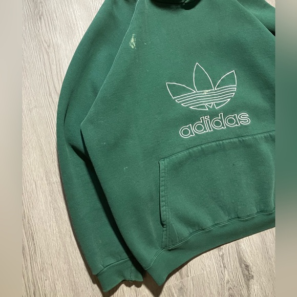 90s Adidas faded and distressed made in USA green hoodie sweater men’s XL VTG. - Picture 4 of 16